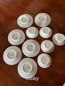 J Pouyat Limoges France Gold Trim 5 Sets Custard Cups & Saucers + 1 Extra Saucer