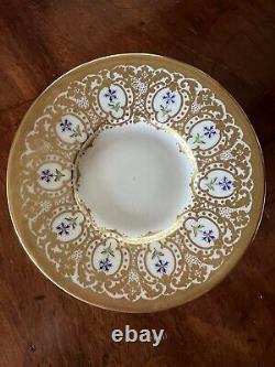 J Pouyat Limoges France Gold Trim 5 Sets Custard Cups & Saucers + 1 Extra Saucer