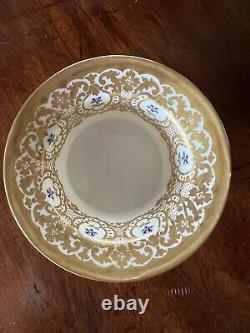 J Pouyat Limoges France Gold Trim 5 Sets Custard Cups & Saucers + 1 Extra Saucer