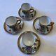 Japanese Export Porcelain China 4 Cups And Saucers. Floral /gold Ribbon Rim