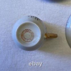 Japanese Export Porcelain China 4 Cups and Saucers. Floral /Gold Ribbon Rim