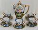 Japanese Porcelain Chocolate Pot With5 Cup & Saucer Set Nippon Green Wreath Mark