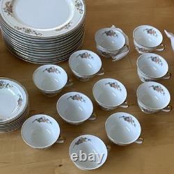 Japanese Porcelain Floral Gold Trim Dinner Set Plates Bowls Cups Saucers