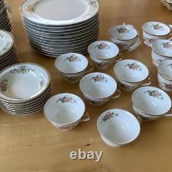 Japanese Porcelain Floral Gold Trim Dinner Set Plates Bowls Cups Saucers