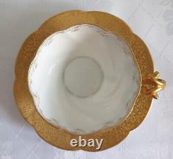 Jean Pouyat Limoges Gilded White and Gold Antique Cabinet Cup & Saucer