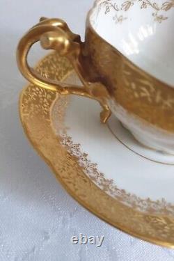 Jean Pouyat Limoges Gilded White and Gold Antique Cabinet Cup & Saucer
