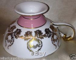 John Aynsley 1543 J A Bailey Footed Cup & Saucer Pink Gold Scrolls & Trim