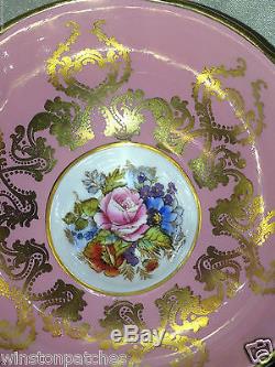 John Aynsley 1543 J A Bailey Footed Cup & Saucer Pink Gold Scrolls & Trim