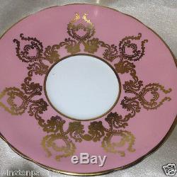 John Aynsley 1543 J A Bailey Footed Cup & Saucer Pink Gold Scrolls & Trim