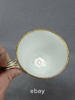 John Ridgway Floral & Gold Scrollwork Neuilly Shape Tea Cup & Saucer C. 1830-1855