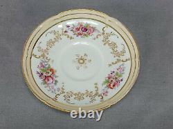 John Ridgway Floral & Gold Scrollwork Neuilly Shape Tea Cup & Saucer C. 1830-1855