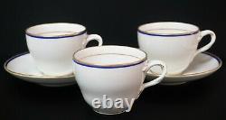 KPM Berlin Blue Cobalt & Gold 3 Cups 2 Saucers Early 19th Century