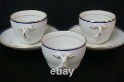 KPM Berlin Blue Cobalt & Gold 3 Cups 2 Saucers Early 19th Century