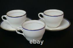 KPM Berlin Blue Cobalt & Gold 3 Cups 2 Saucers Early 19th Century