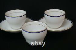 KPM Berlin Blue Cobalt & Gold 3 Cups 2 Saucers Early 19th Century