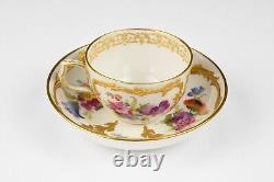 KPM Berlin Gold Encrusted Neuzierat Demitasse Cup and Saucer with Flowers