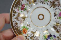 KPM Berlin Hand Painted Multicolor Floral & Gold Demitasse Cup & Saucer C. 1840s