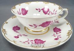 KPM Berlin Hand Painted Pink Floral Leaves & Gold Tea Cup Circa 1832 1837