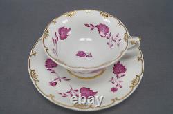 KPM Berlin Hand Painted Pink Floral Leaves & Gold Tea Cup Circa 1832 1837