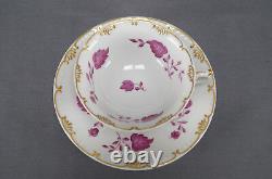 KPM Berlin Hand Painted Pink Floral Leaves & Gold Tea Cup Circa 1832 1837