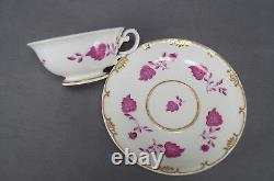 KPM Berlin Hand Painted Pink Floral Leaves & Gold Tea Cup Circa 1832 1837