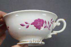 KPM Berlin Hand Painted Pink Floral Leaves & Gold Tea Cup Circa 1832 1837