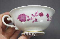 KPM Berlin Hand Painted Pink Floral Leaves & Gold Tea Cup Circa 1832 1837
