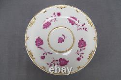 KPM Berlin Hand Painted Pink Floral Leaves & Gold Tea Cup Circa 1832 1837