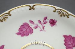 KPM Berlin Hand Painted Pink Floral Leaves & Gold Tea Cup Circa 1832 1837