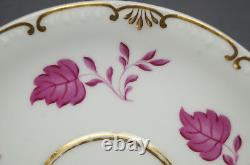 KPM Berlin Hand Painted Pink Floral Leaves & Gold Tea Cup Circa 1832 1837