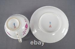 KPM Berlin Hand Painted Pink Floral Leaves & Gold Tea Cup Circa 1832 1837
