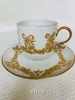 KPM Cup Saucer Bows Ribbons Gold