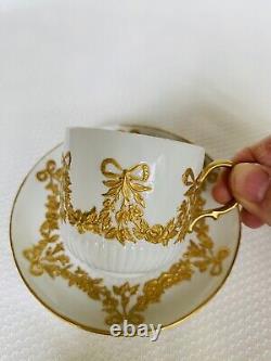 KPM Cup Saucer Bows Ribbons Gold