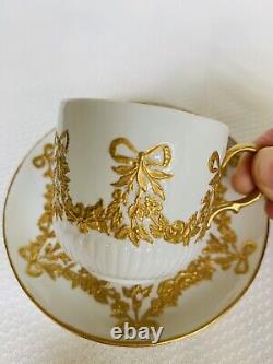 KPM Cup Saucer Bows Ribbons Gold