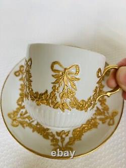 KPM Cup Saucer Bows Ribbons Gold