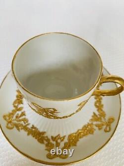 KPM Cup Saucer Bows Ribbons Gold