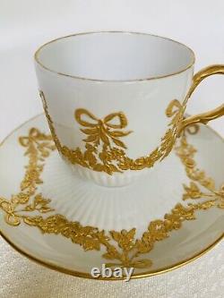 KPM Cup Saucer Bows Ribbons Gold