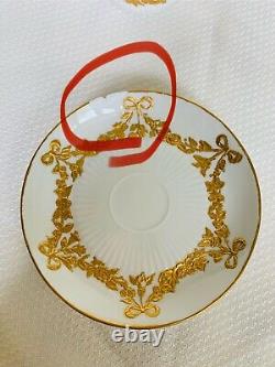 KPM Cup Saucer Bows Ribbons Gold