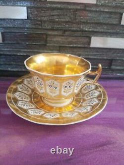 KPM Porcelain Tea cup Heavy Gold Gilt, Cup & Saucer Germany