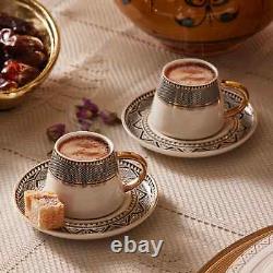 Karaca 8 carat gold plated Coffee Cup Set for 6 People 80 ml