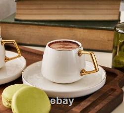 Karaca Saturn New Form 6-Person Coffee Cup Set 100 ml & Espresso Coffee Cup Set