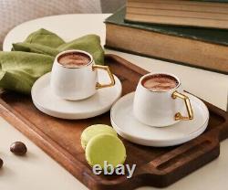 Karaca Saturn New Form 6-Person Coffee Cup Set 100 ml & Espresso Coffee Cup Set