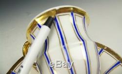 Kpm Hand Painted Art Nouveau Blue & Gold Footed Cup & Saucer