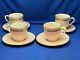 Lenox Caribbee Set 4 Demitasse/ Espresso Cups & Saucers, Pink With Shiny Gold Rope