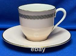 LENOX CARIBBEE SET 4 DEMITASSE/ ESPRESSO CUPS & SAUCERS, PINK With SHINY GOLD ROPE