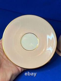 LENOX CARIBBEE SET 4 DEMITASSE/ ESPRESSO CUPS & SAUCERS, PINK With SHINY GOLD ROPE