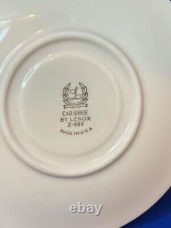 LENOX CARIBBEE SET 4 DEMITASSE/ ESPRESSO CUPS & SAUCERS, PINK With SHINY GOLD ROPE