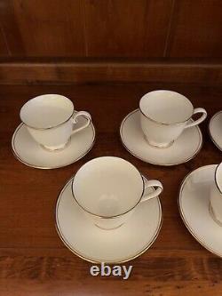 LENOX FEDERAL GOLD Classics Collection SET of 5 Coffee or Tea Cups and Saucers