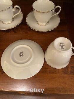 LENOX FEDERAL GOLD Classics Collection SET of 5 Coffee or Tea Cups and Saucers