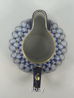 LFZ Cobalt Net 8 Piece Coffee Set Cups, Saucers, Plates, Sugar Bowl, Creamer